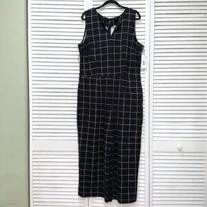 Liz Claiborne Black Plaid Wide Leg Jumpsuit Size 16